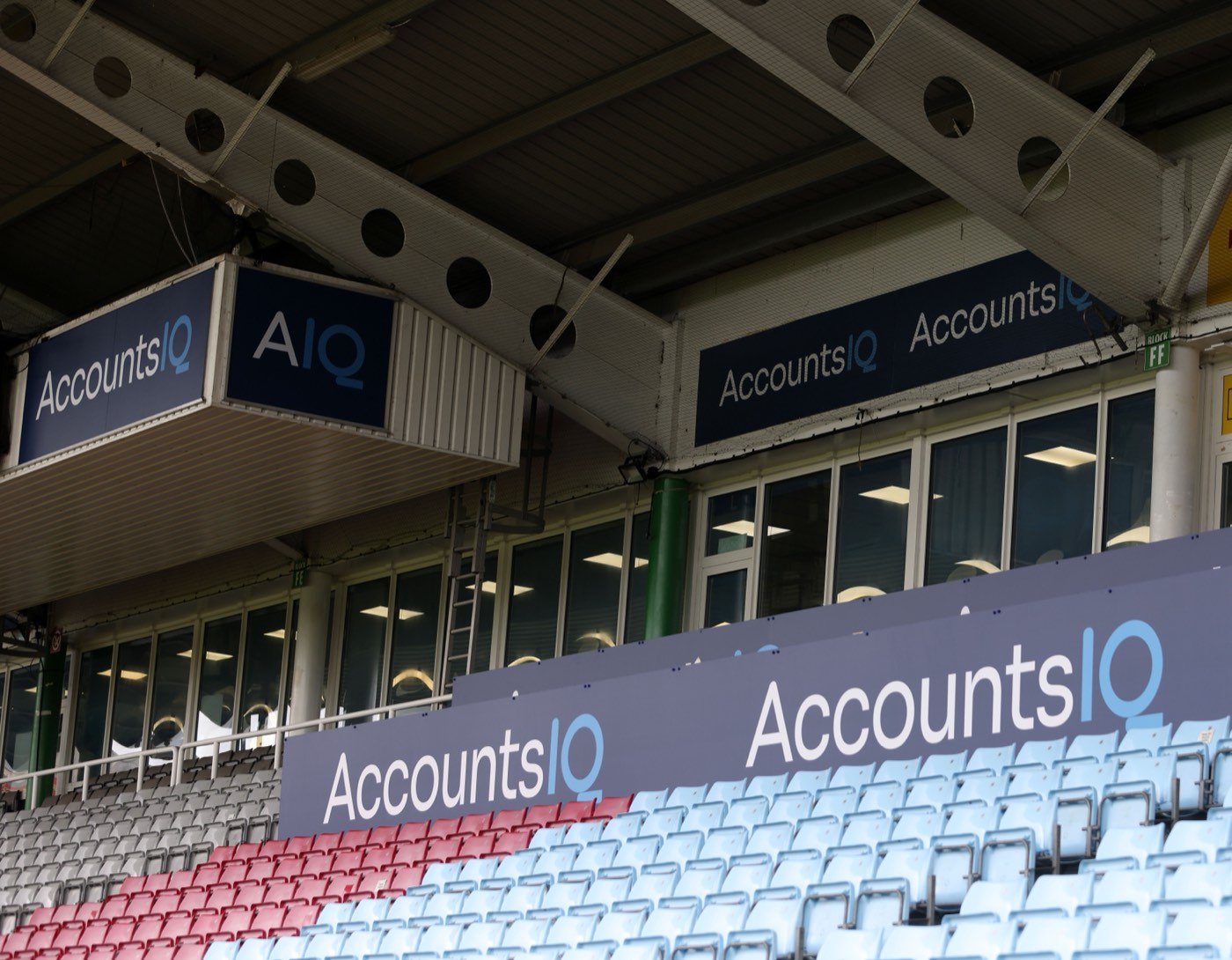 AccountsIQ branding along the West Stand at the Twickenham Stoop