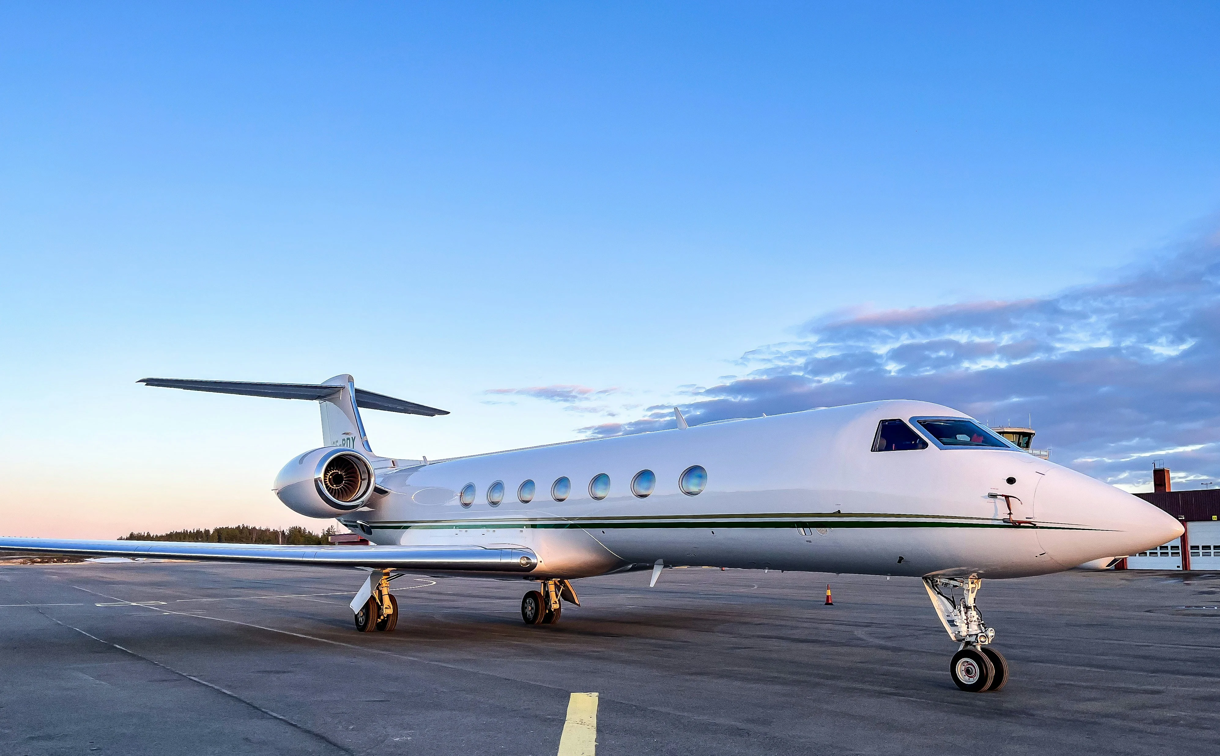 Gulfstream private jet parked