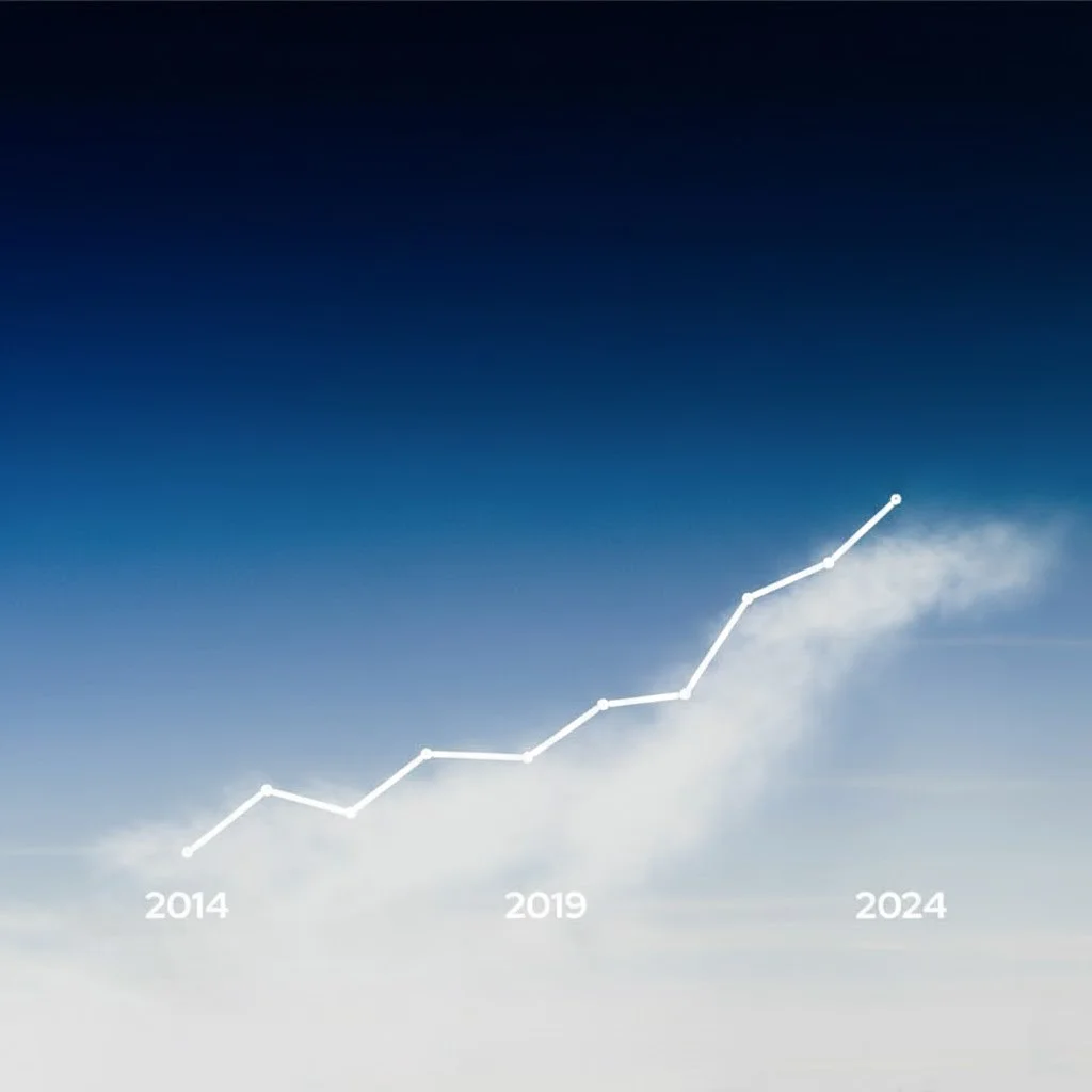 Graphique de croissance du transport aérien et du marché aviation montrant l’évolution du secteur entre 2014 et 2024