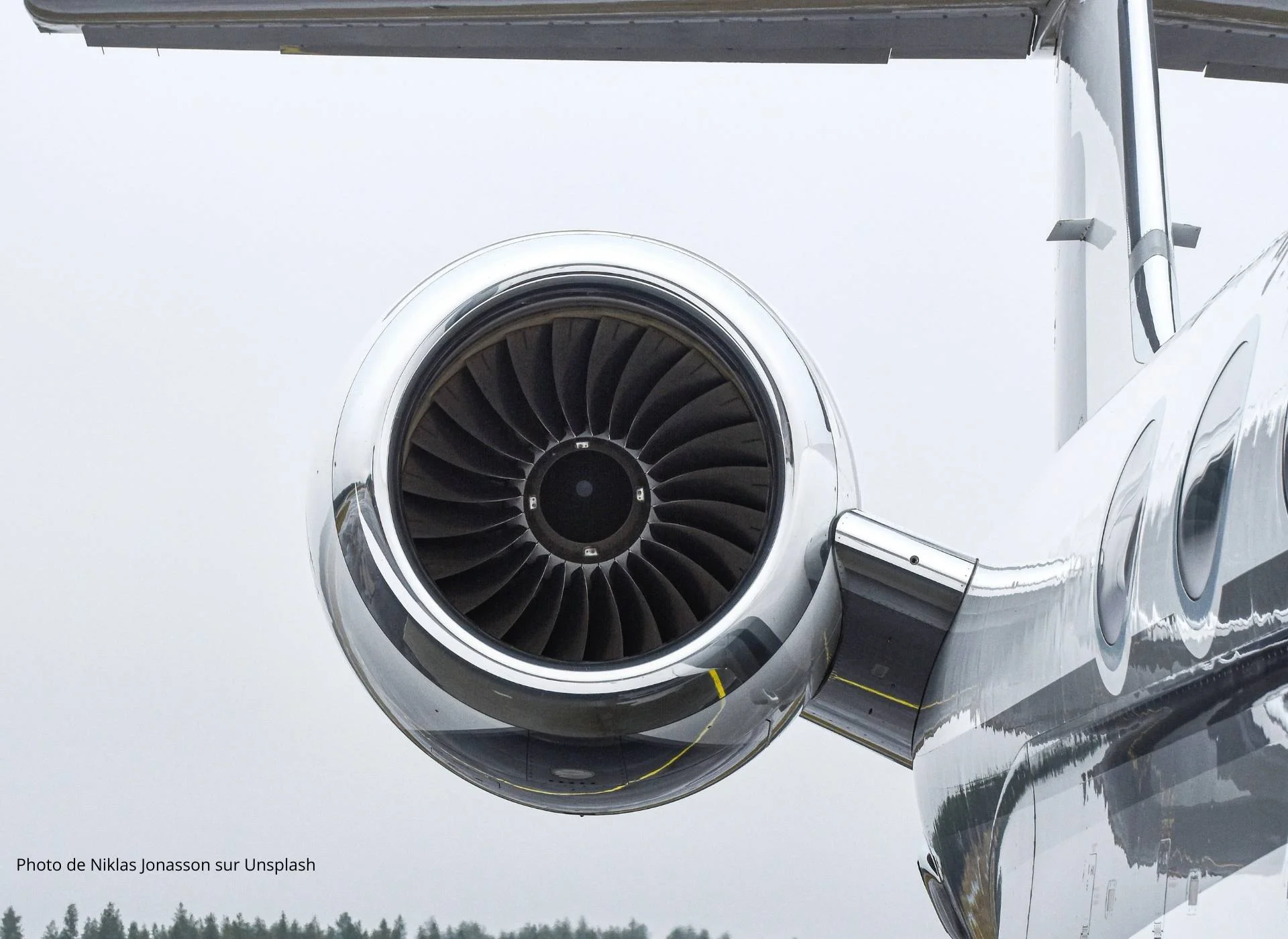 Close-up of a business jet engine