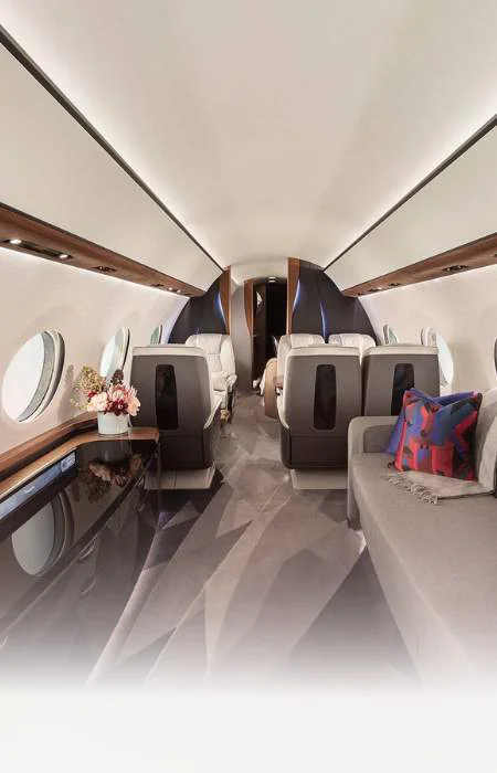 Elegant private jet cabin for a comfortable journey to New York
