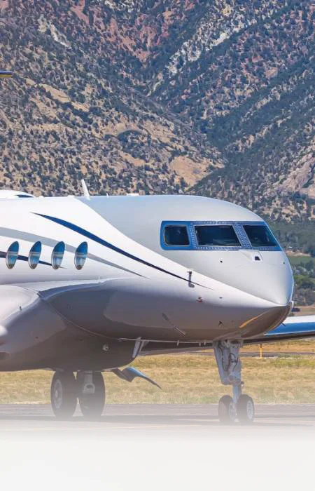 Private jet on the runway before an exclusive charter flight to New York
