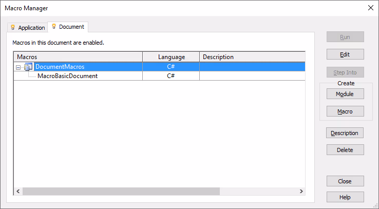 Macro in the context of Document