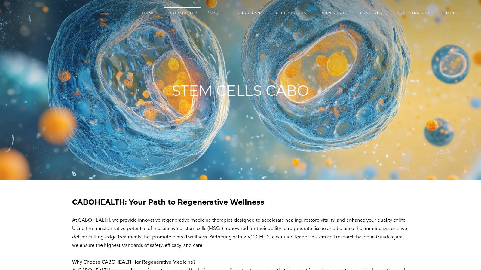 CABOHEALTH (Cabo Health) - Stem Cells in Cabo page