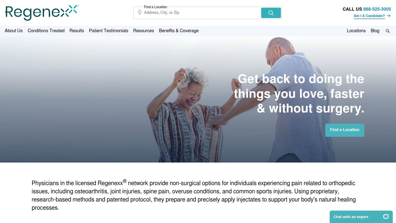 Regenexx (USA network; same-day orthobiologics)