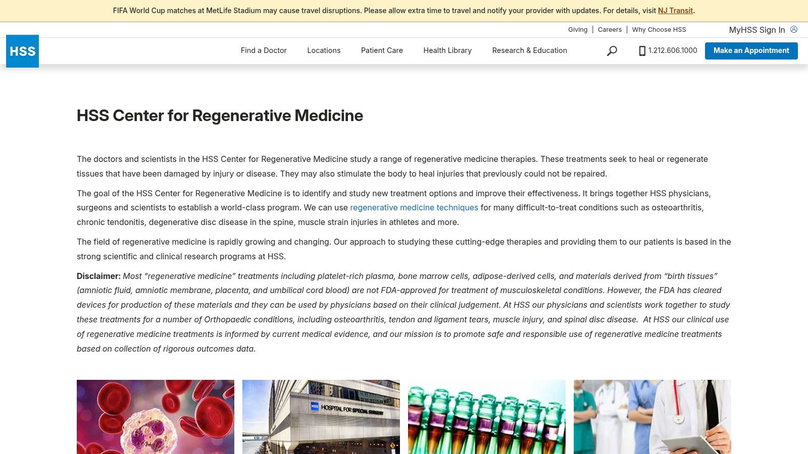 Hospital for Special Surgery (HSS) – Center for Regenerative Medicine
