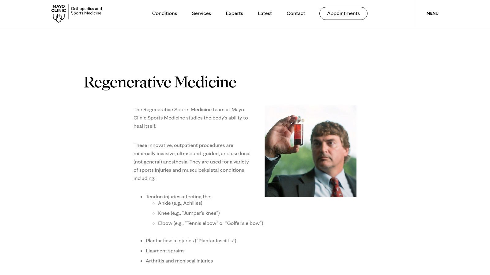 Mayo Clinic – Regenerative Sports Medicine