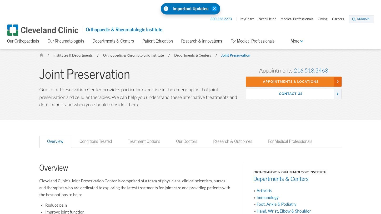 Cleveland Clinic – Joint Preservation Center