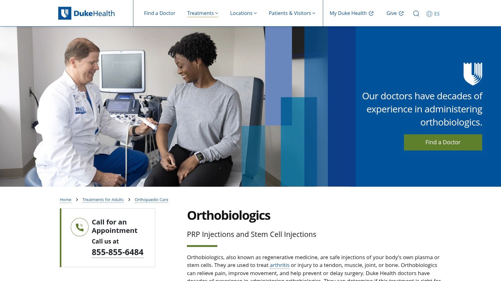 Duke Health – Orthobiologics Program
