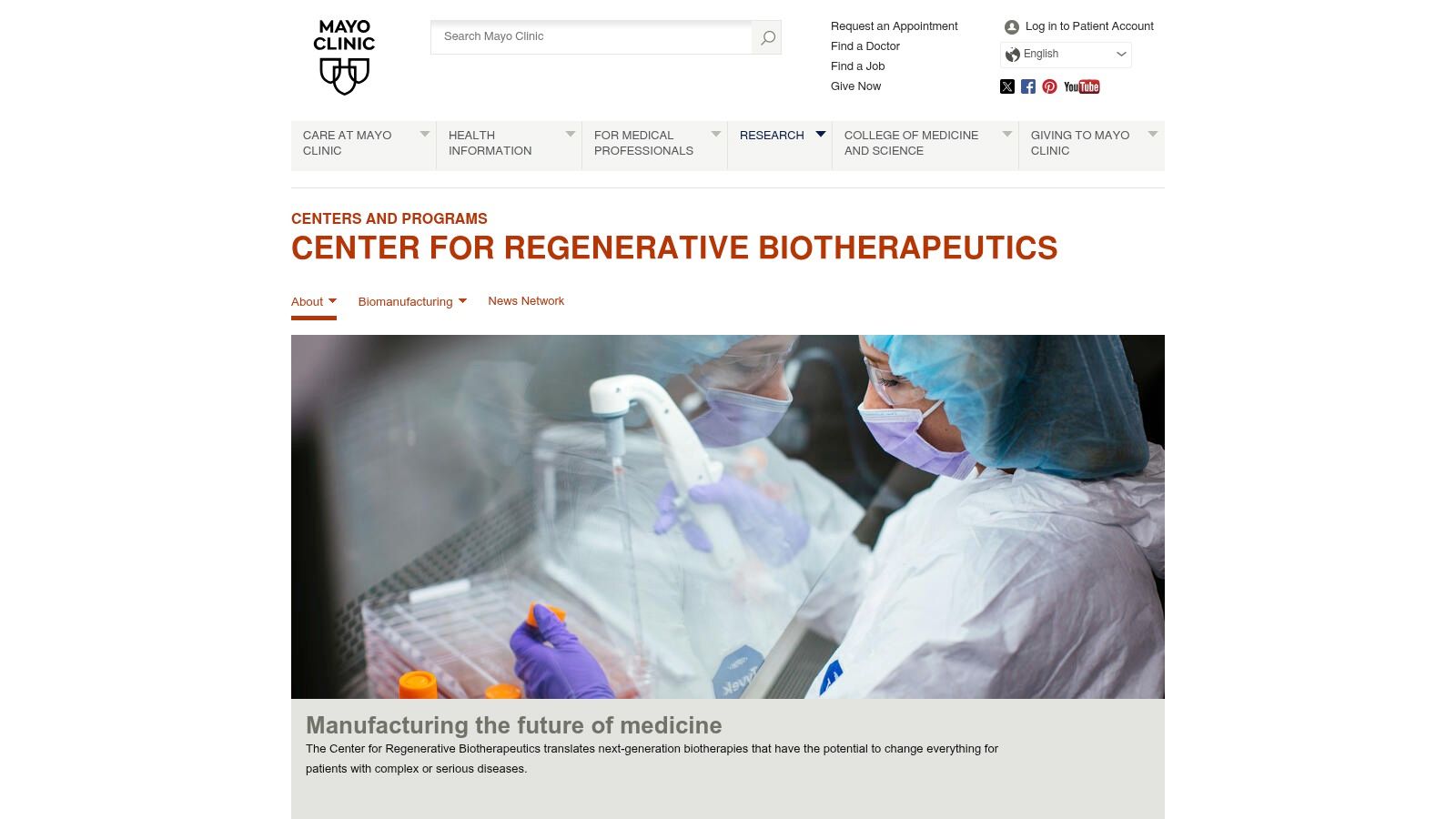 Mayo Clinic – Center for Regenerative Biotherapeutics