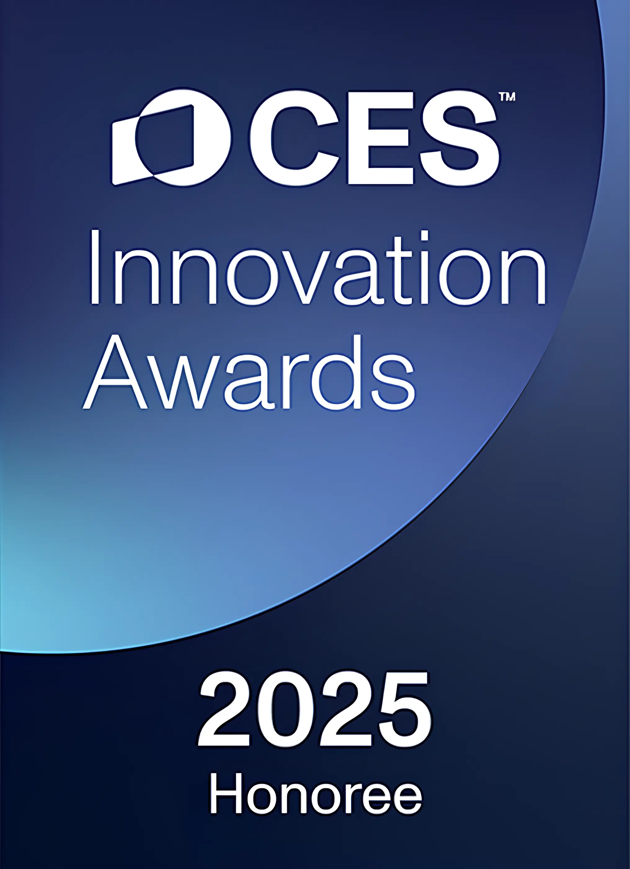 CES Innovation Awards 2025 Honoree logo on blue gradient background.