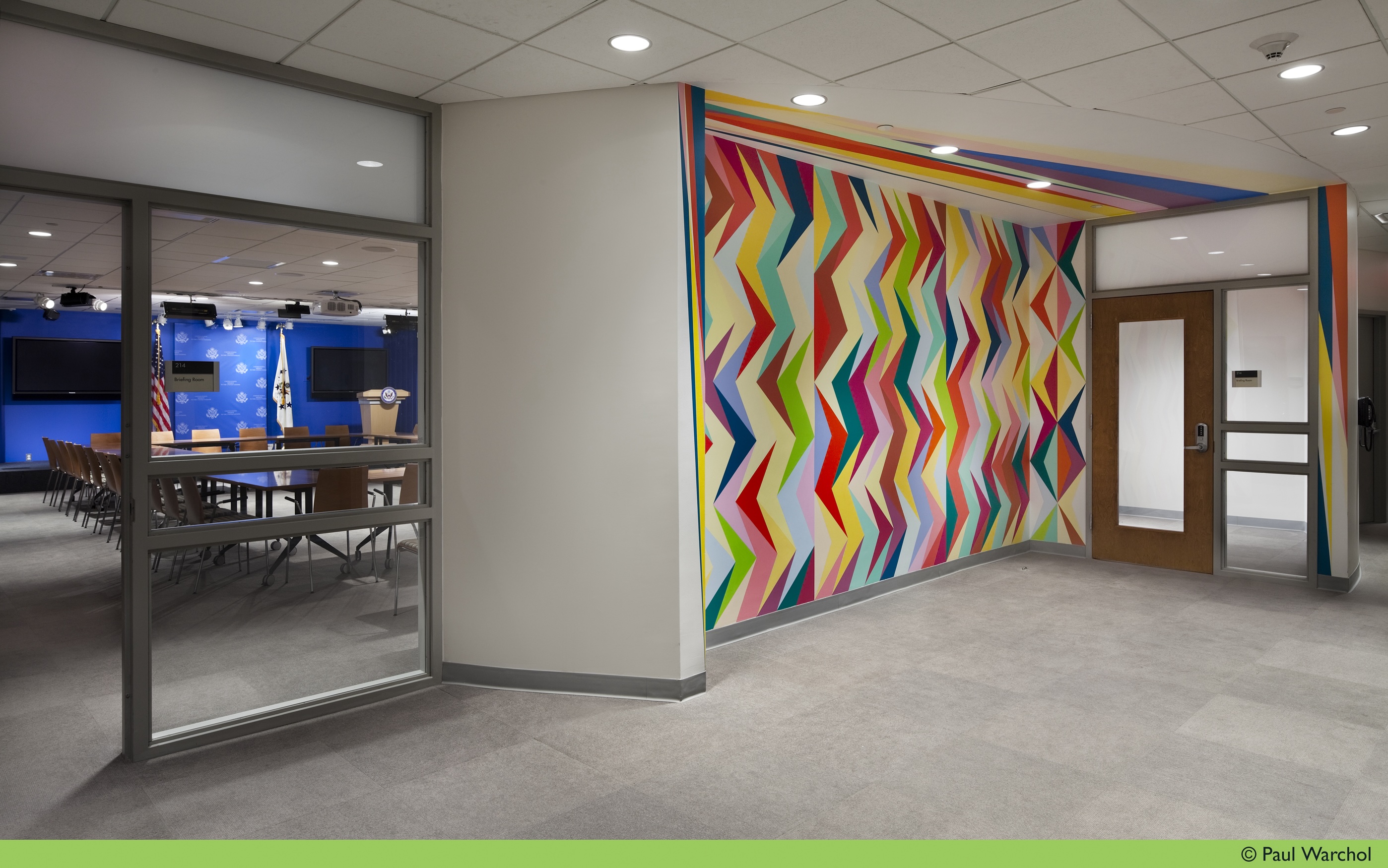 A full wall painting by Odili Donald Odita