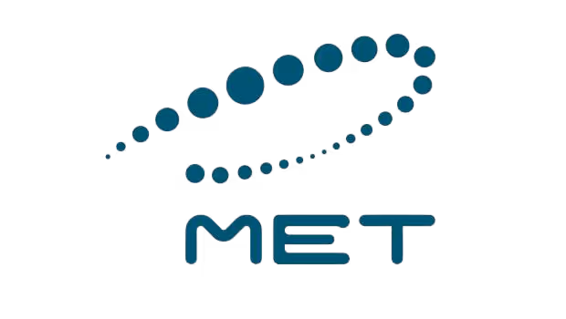 Logo du fournisseur "MET" en lettres vertes sous un cercle composé de points.
