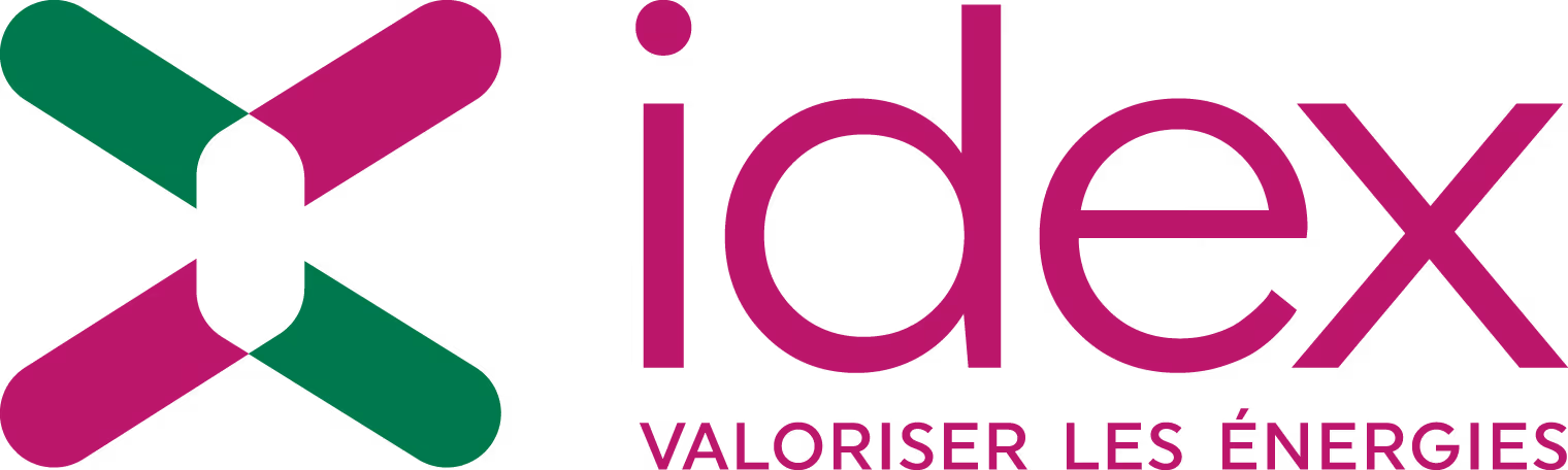 Logo Idex avec slogan Valoriser les énergies en dessous.