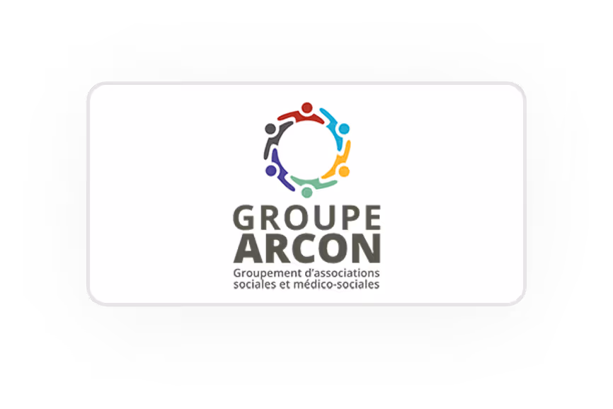 Logo du Groupe ARCON avec cinq figures stylisées de différentes couleurs formant un cercle.
