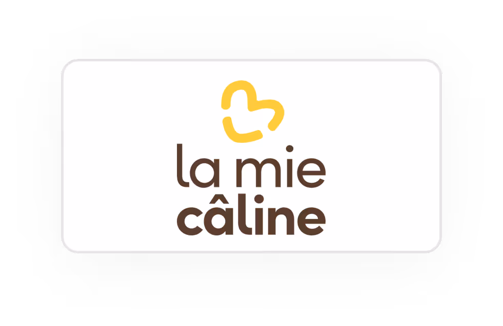 Logo de la marque La Mie Câline avec un dessin jaune au-dessus du texte.