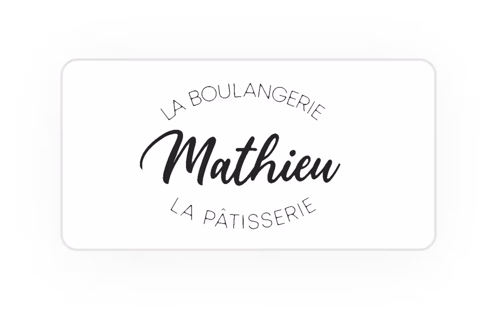 Logo noir et blanc de la boulangerie pâtisserie Mathieu sur fond blanc.