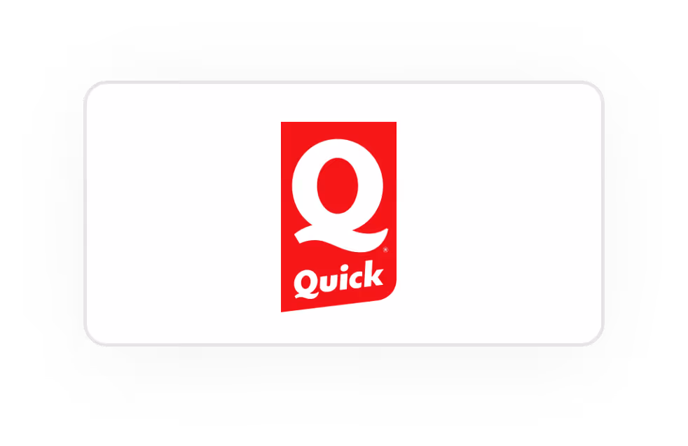 Logo Quick avec un grand Q blanc sur fond rouge.