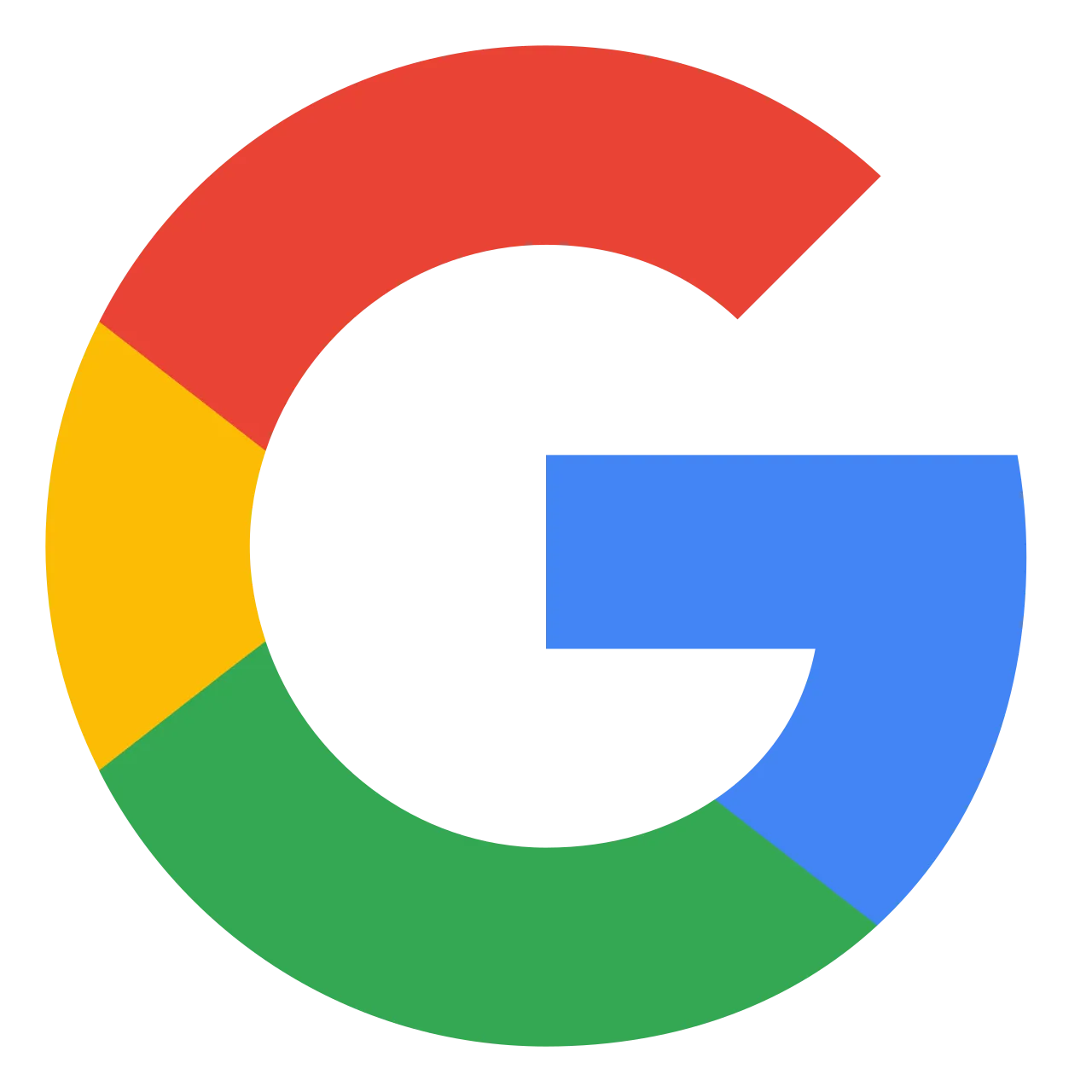 Logo coloré de la lettre G de Google en rouge, jaune, vert et bleu.