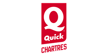 Logo Quick avec un grand Q blanc sur fond rouge, texte Chartres en dessous.