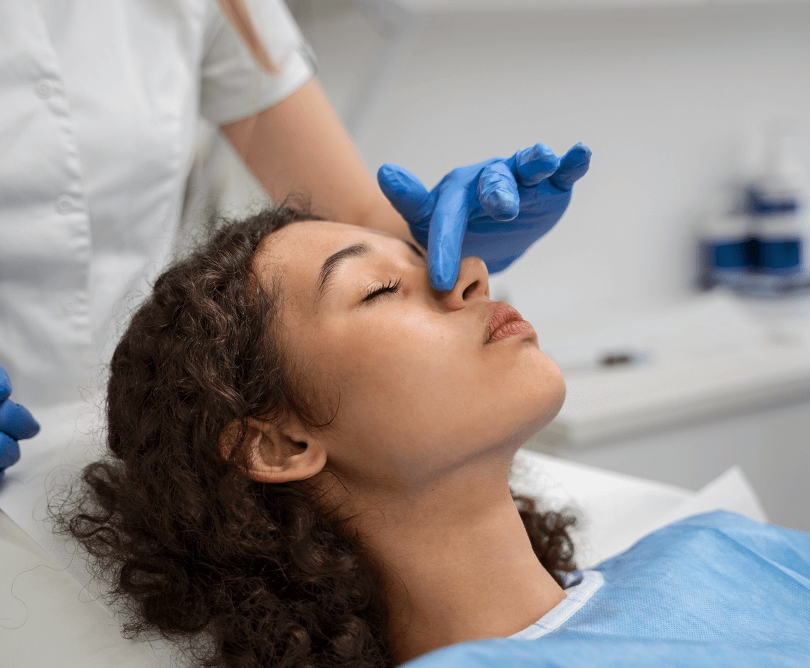 Patient undergoing nasal examination before treatment with the best balloon sinus dilation in Los Angeles.