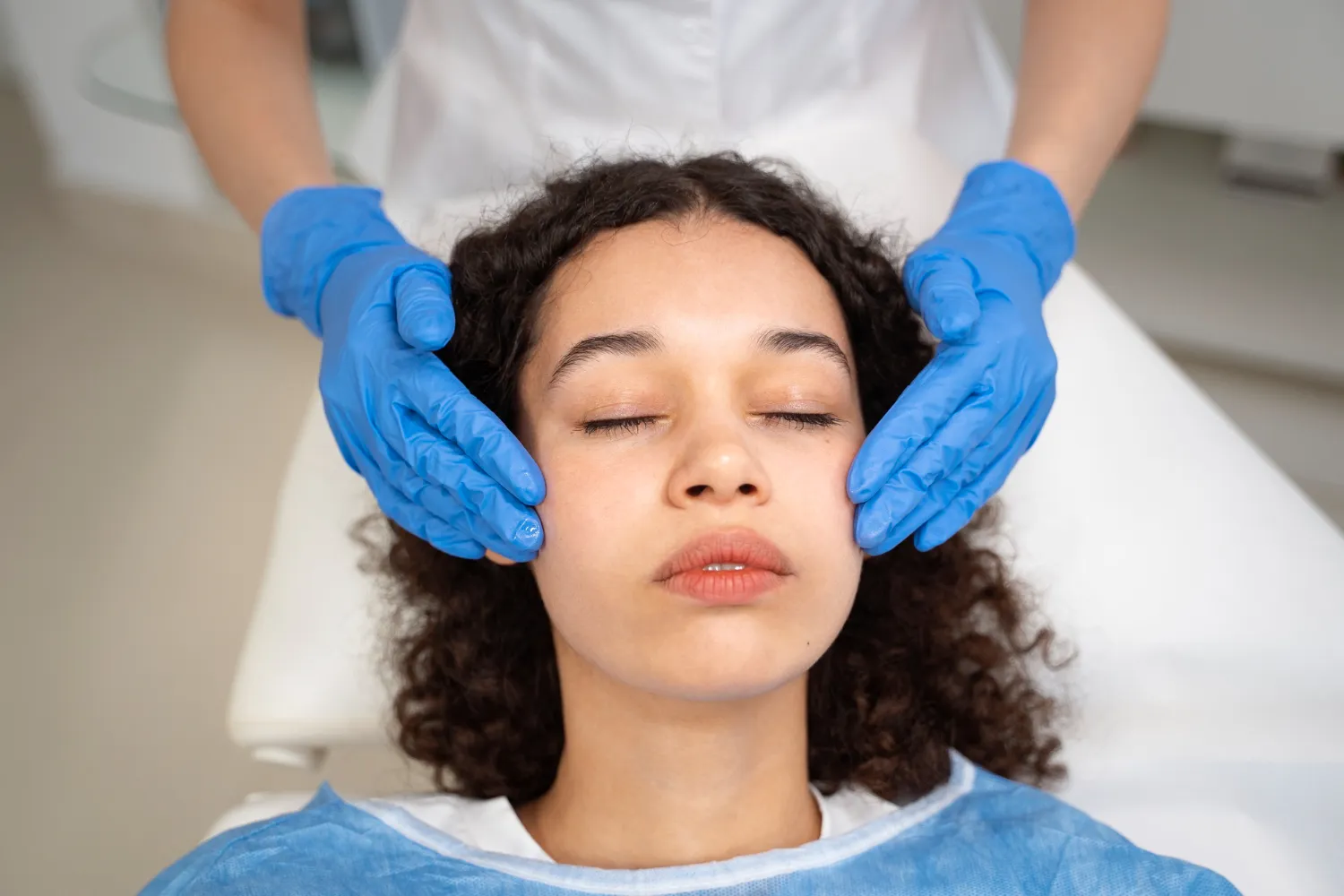 Patient undergoing nasal examination before treatment with the best balloon sinus dilation in Los Angeles.
