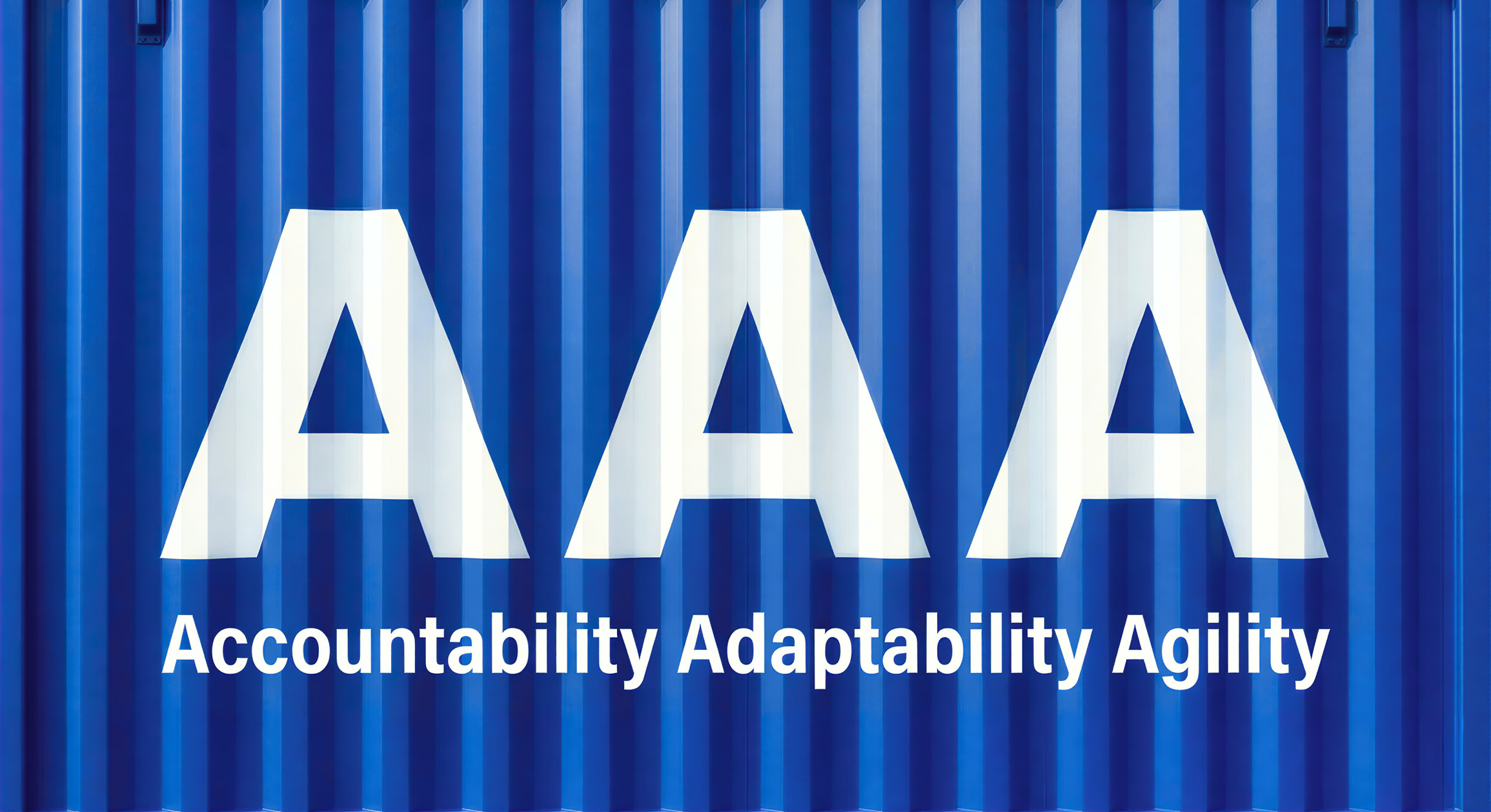 MOOV graphic presenting Accountability, Adaptability and Agility as three operating standards for logistics.