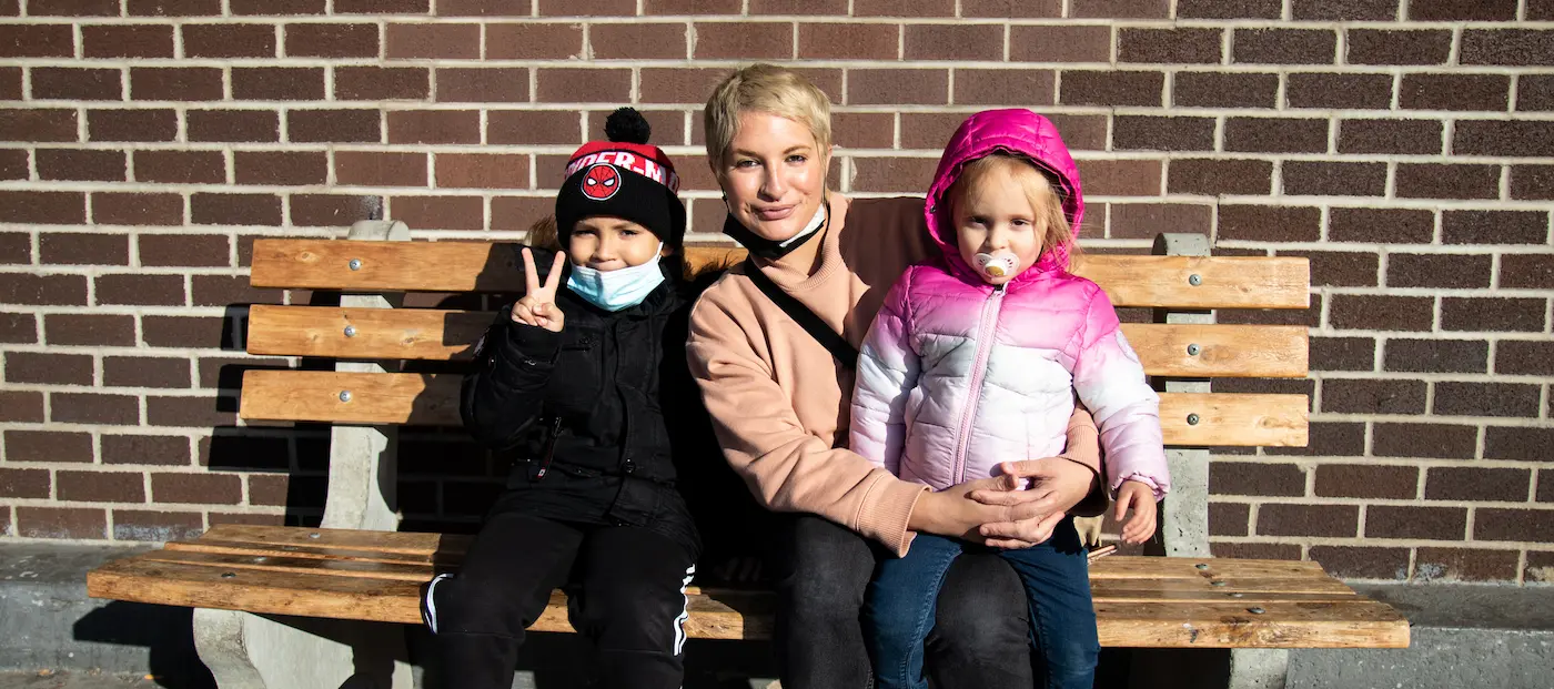 Woman with two kids.