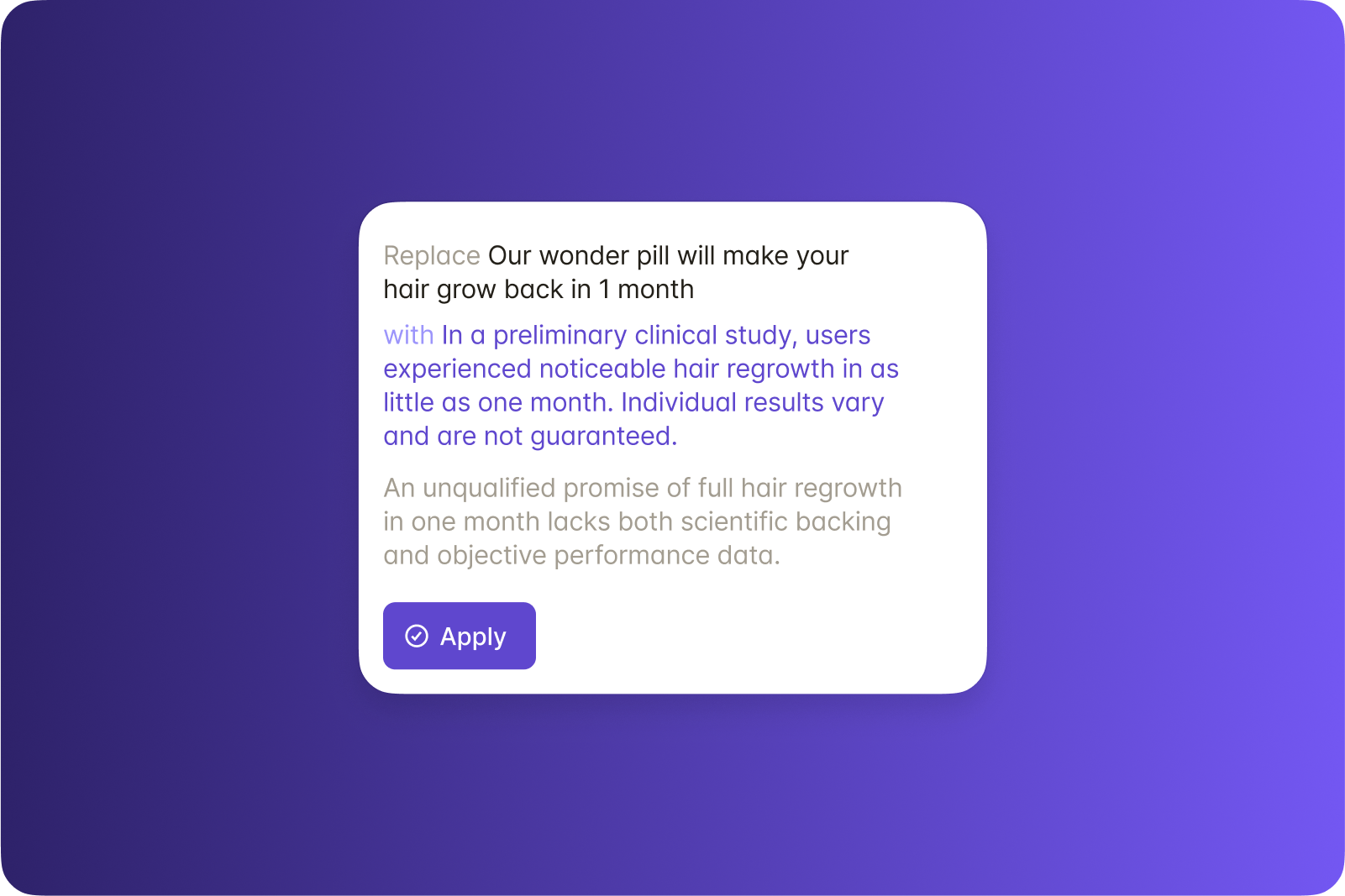 Example text of what is legal protection in context of marketing content review