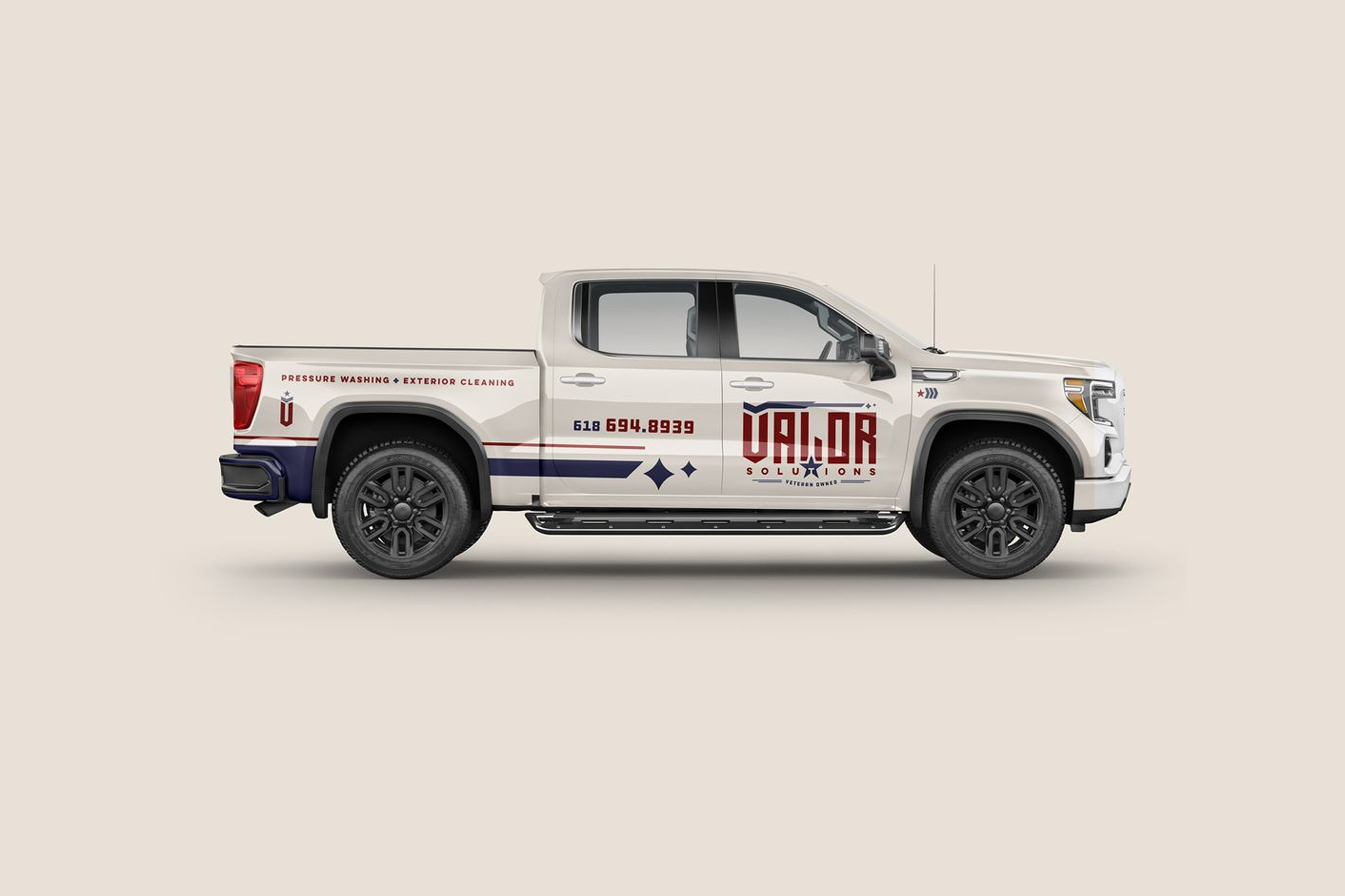 a truck wrap mockup for valor exteriors 