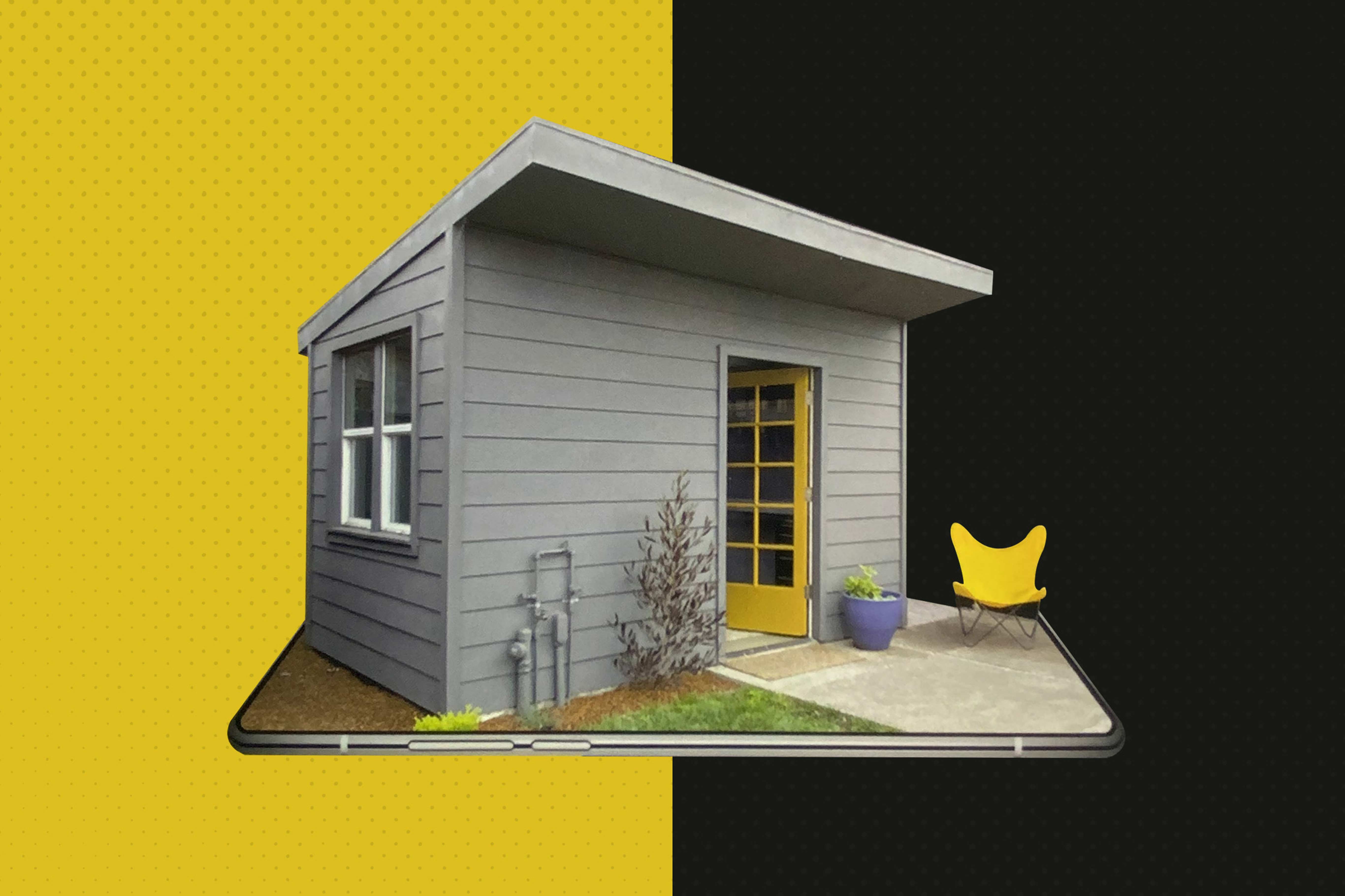a graphic of an isolated shed on branded colors for sheds for sale