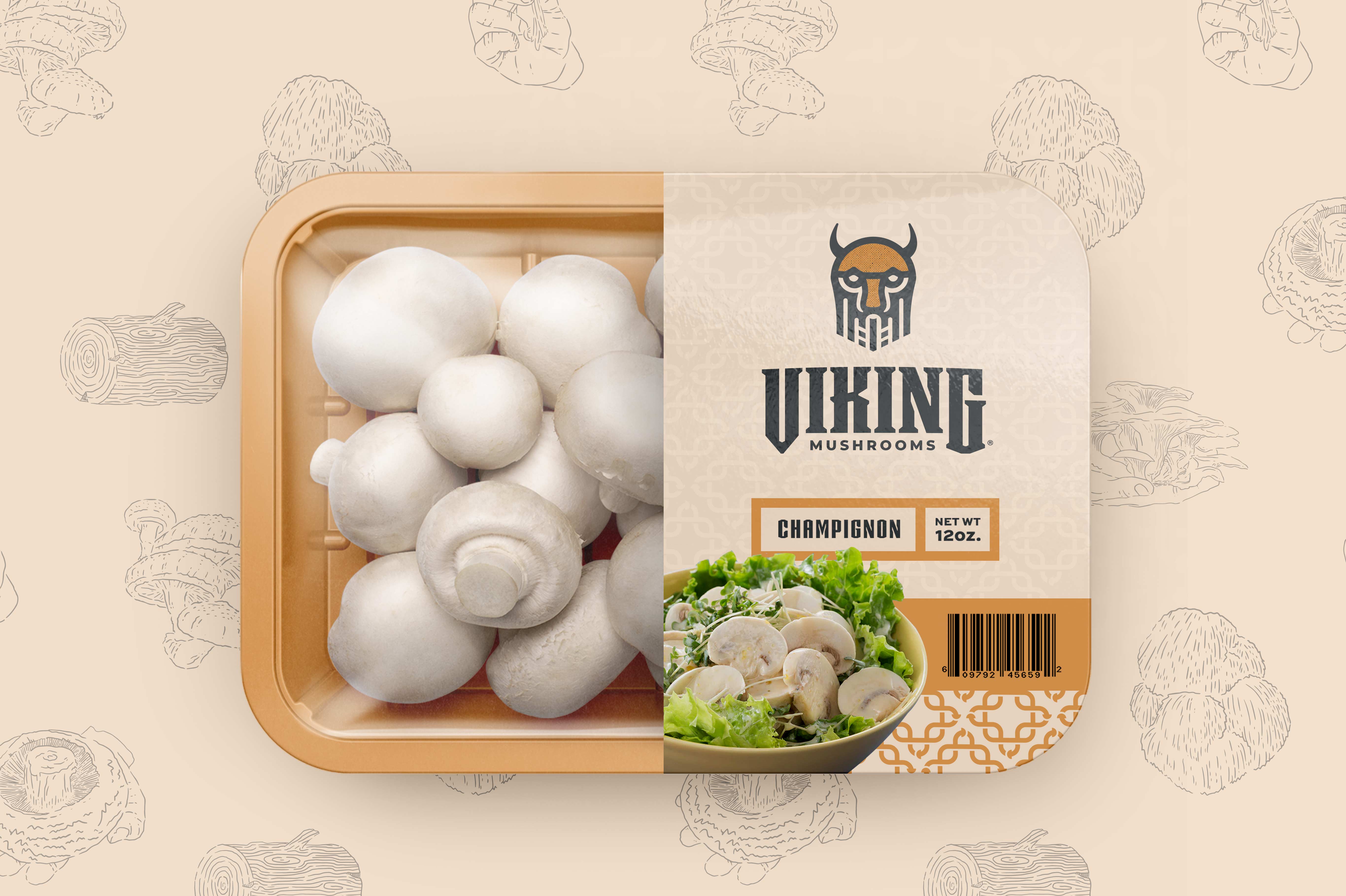 packaging mockups for mushrooms for viking mushrooms