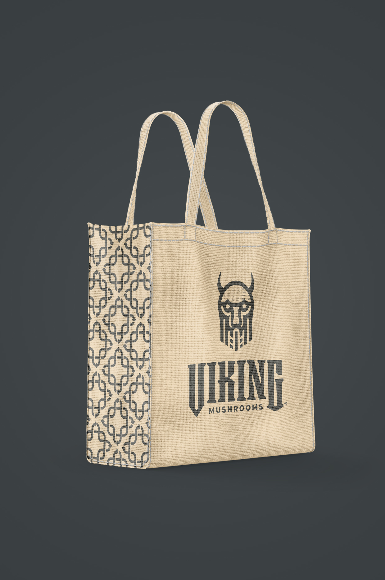 a tote mockup for viking mushrooms