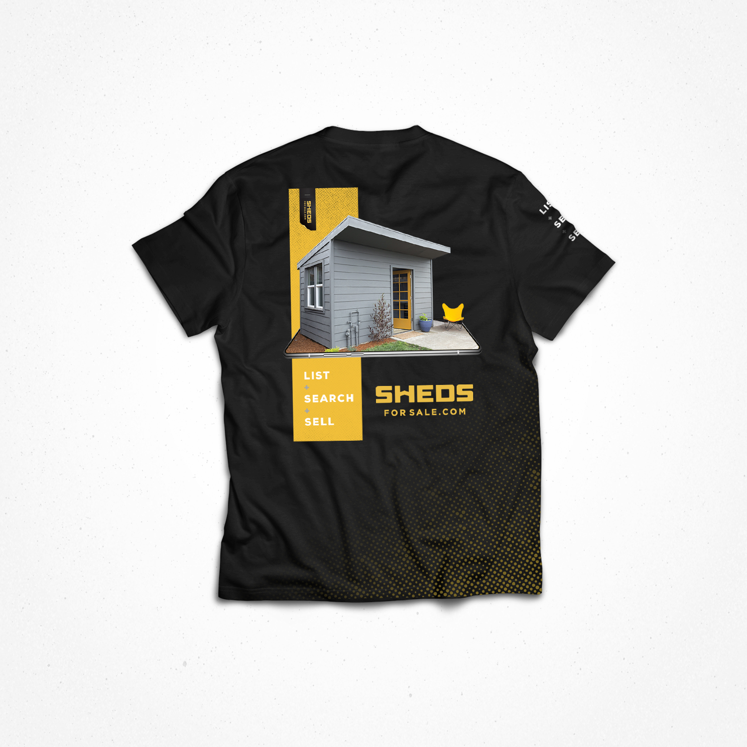 a tshirt mockup for sheds for sale