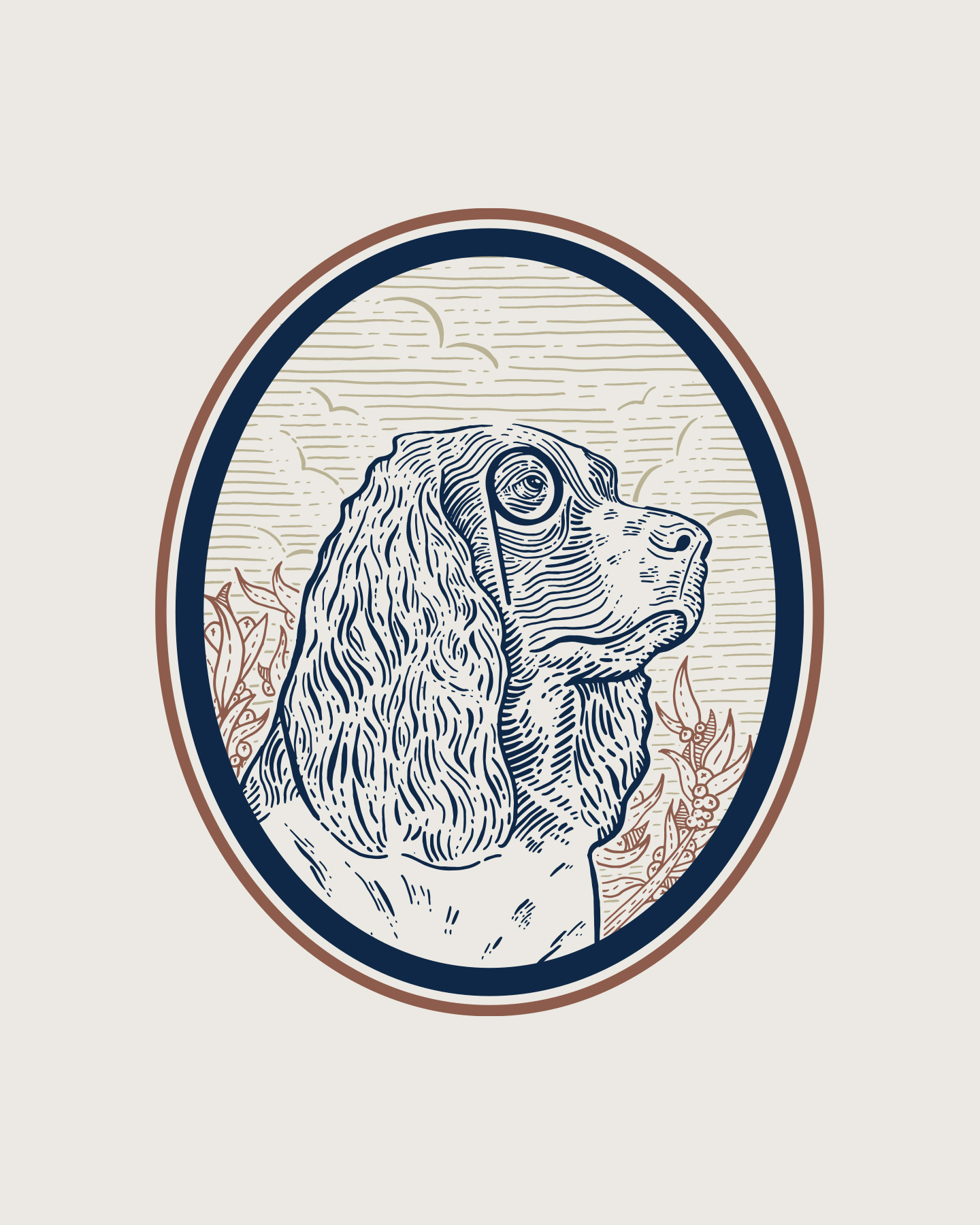an illustration of a dog with a monocle 