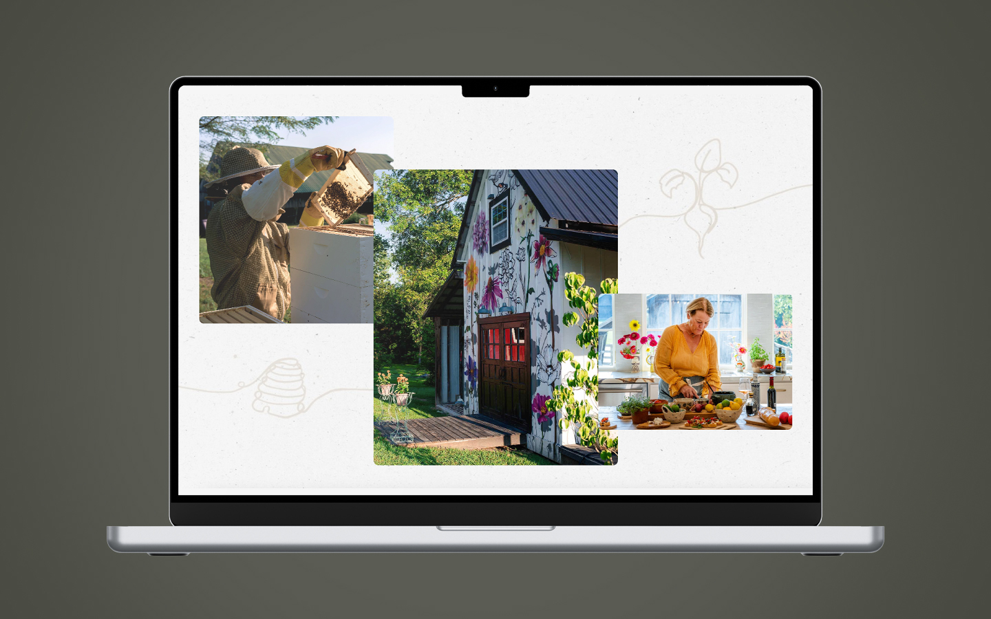a mockup of gold dog farm and home's website