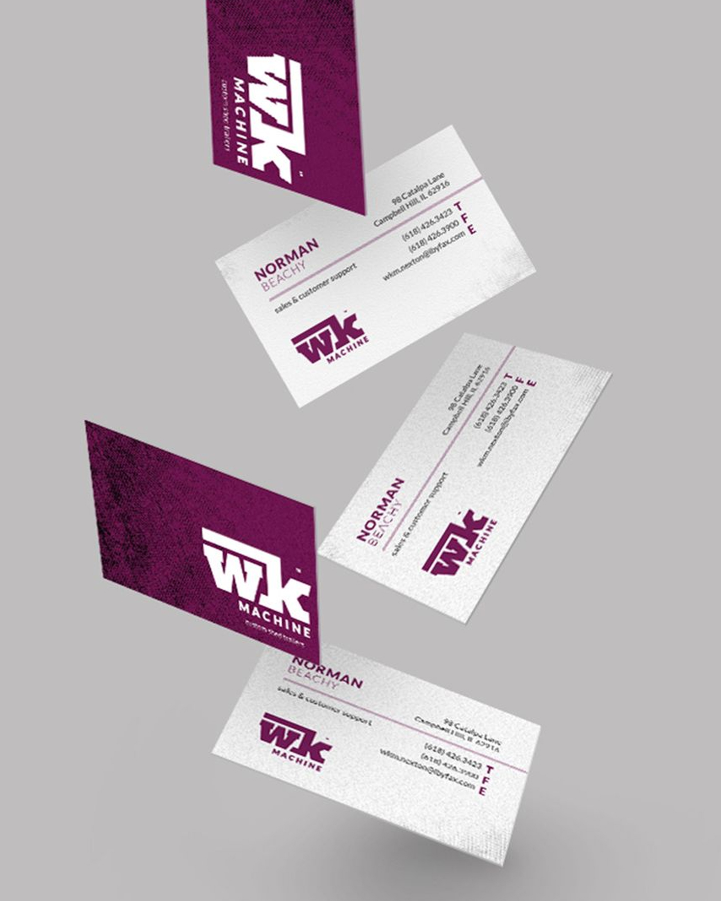 a mockup of business cards for WKM shed trailers