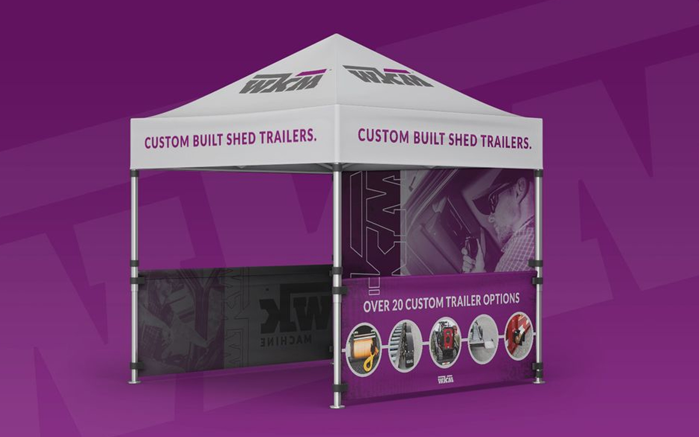 a tradeshow tent design for WKM trailers