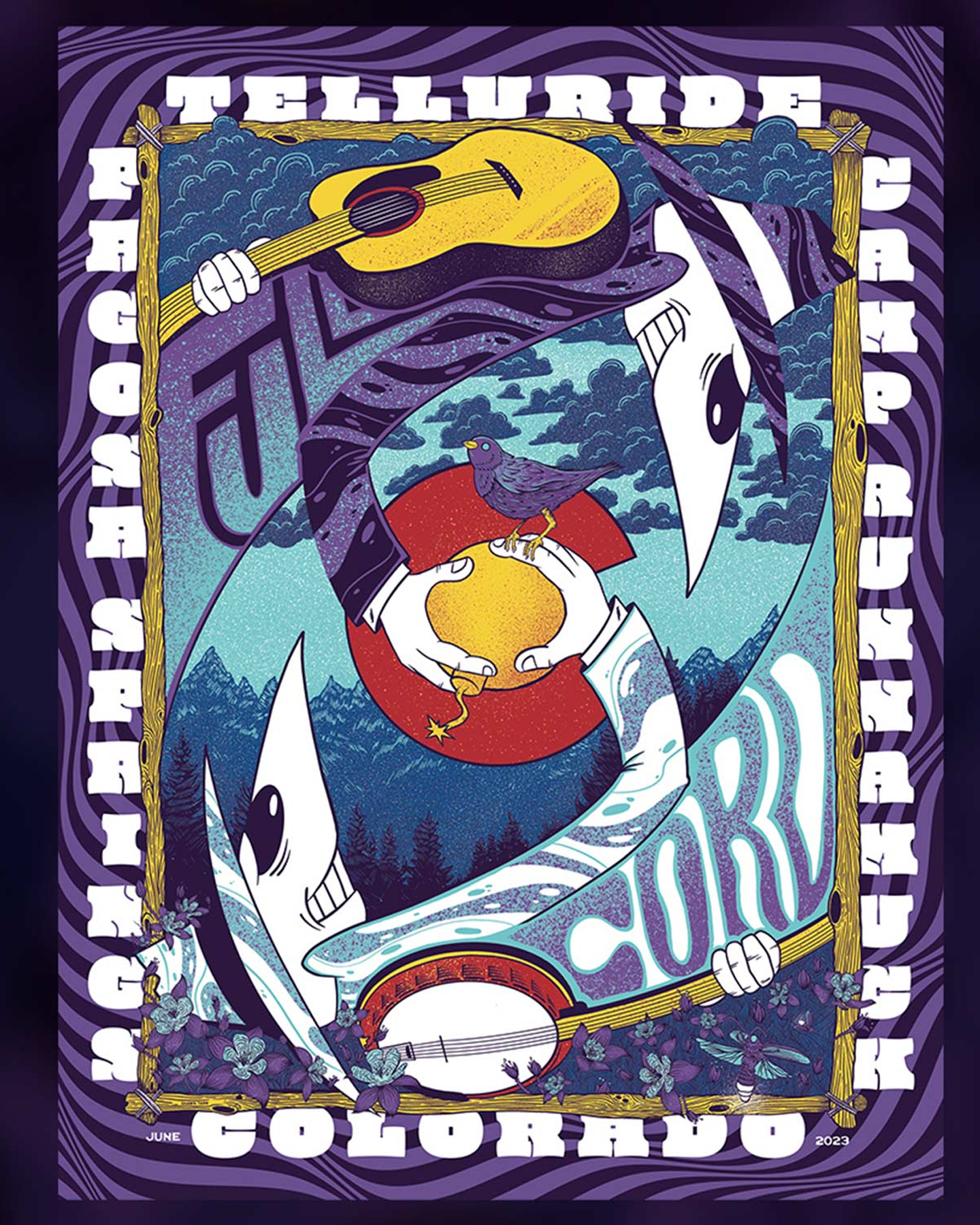 a gig poster for the band full cord that features spy vs spy illustration
