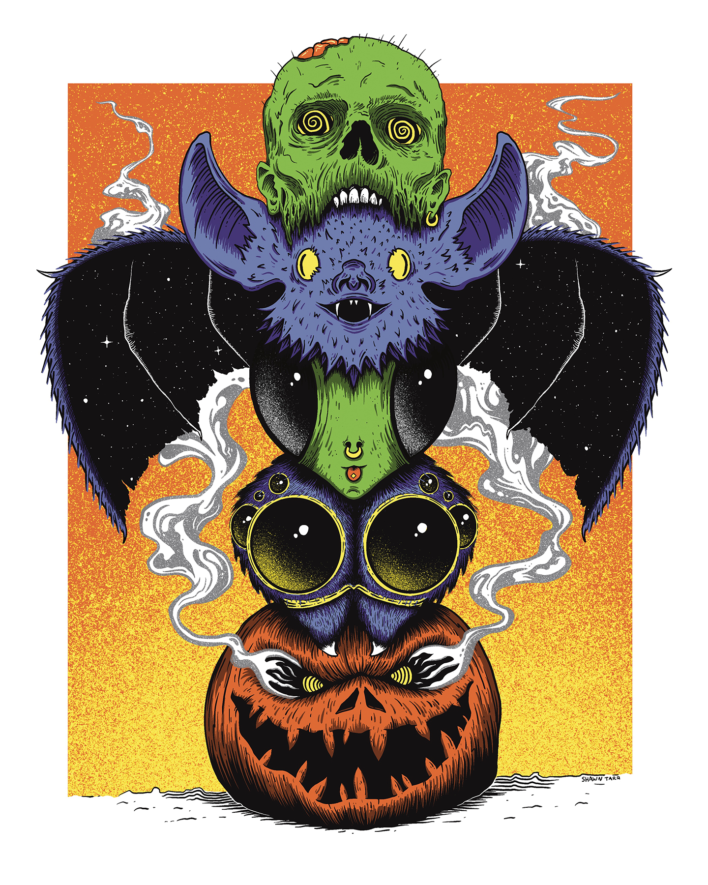 an illustration of a halloween totem