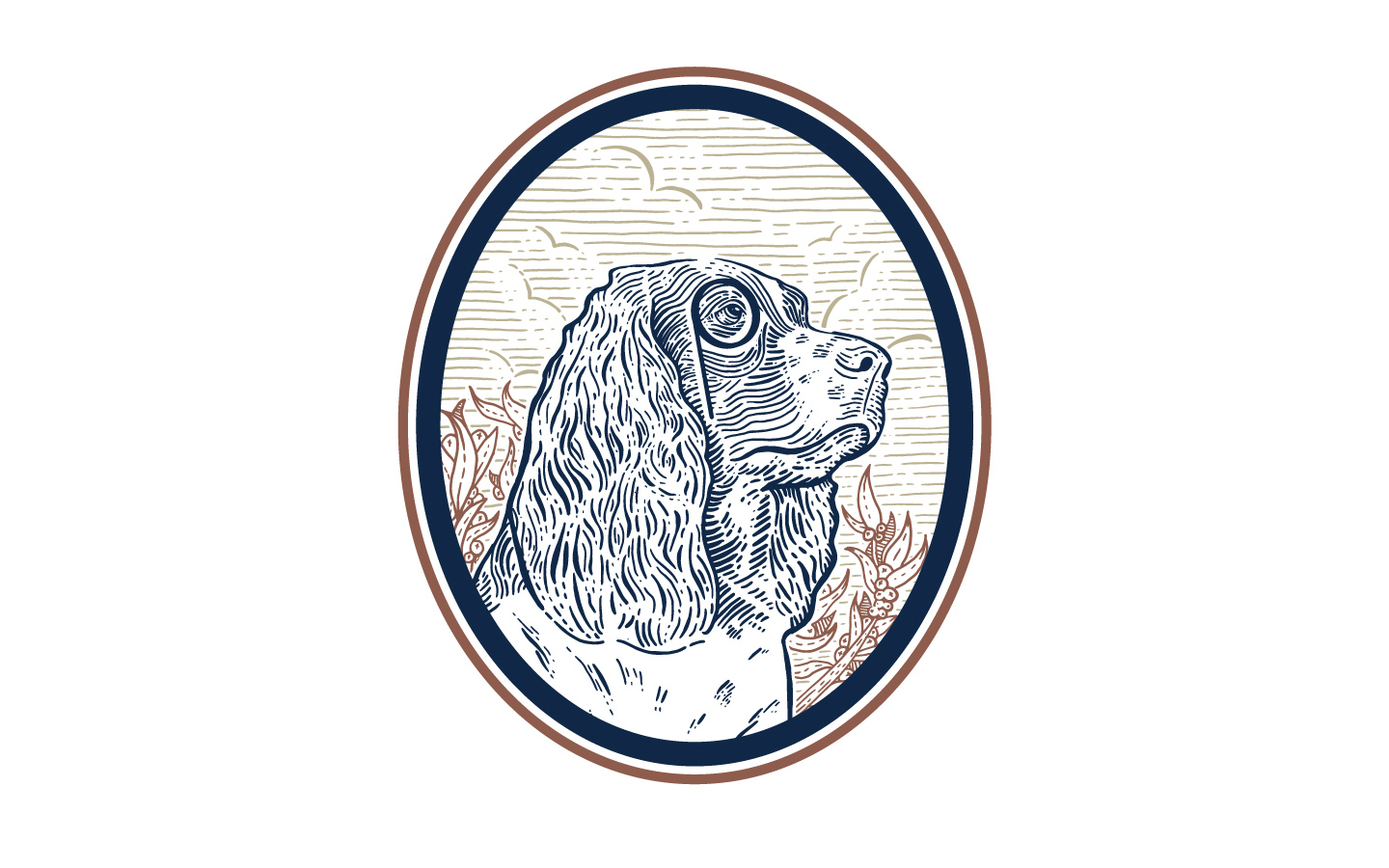 an illustration of a dog with a monocle 