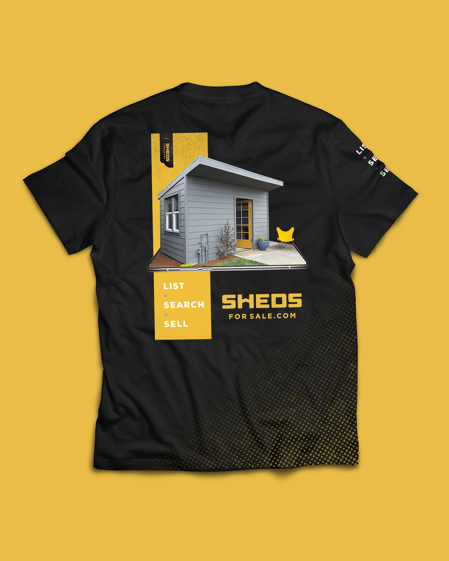 a t shirt mockup for sheds for sale