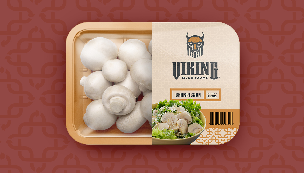 a mockup of viking mushrooms in product packaging