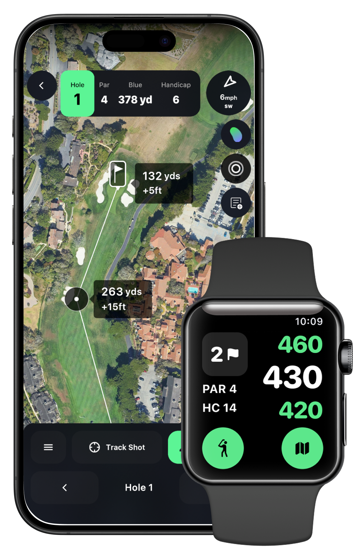 Putty yardage tracking across phone and watch