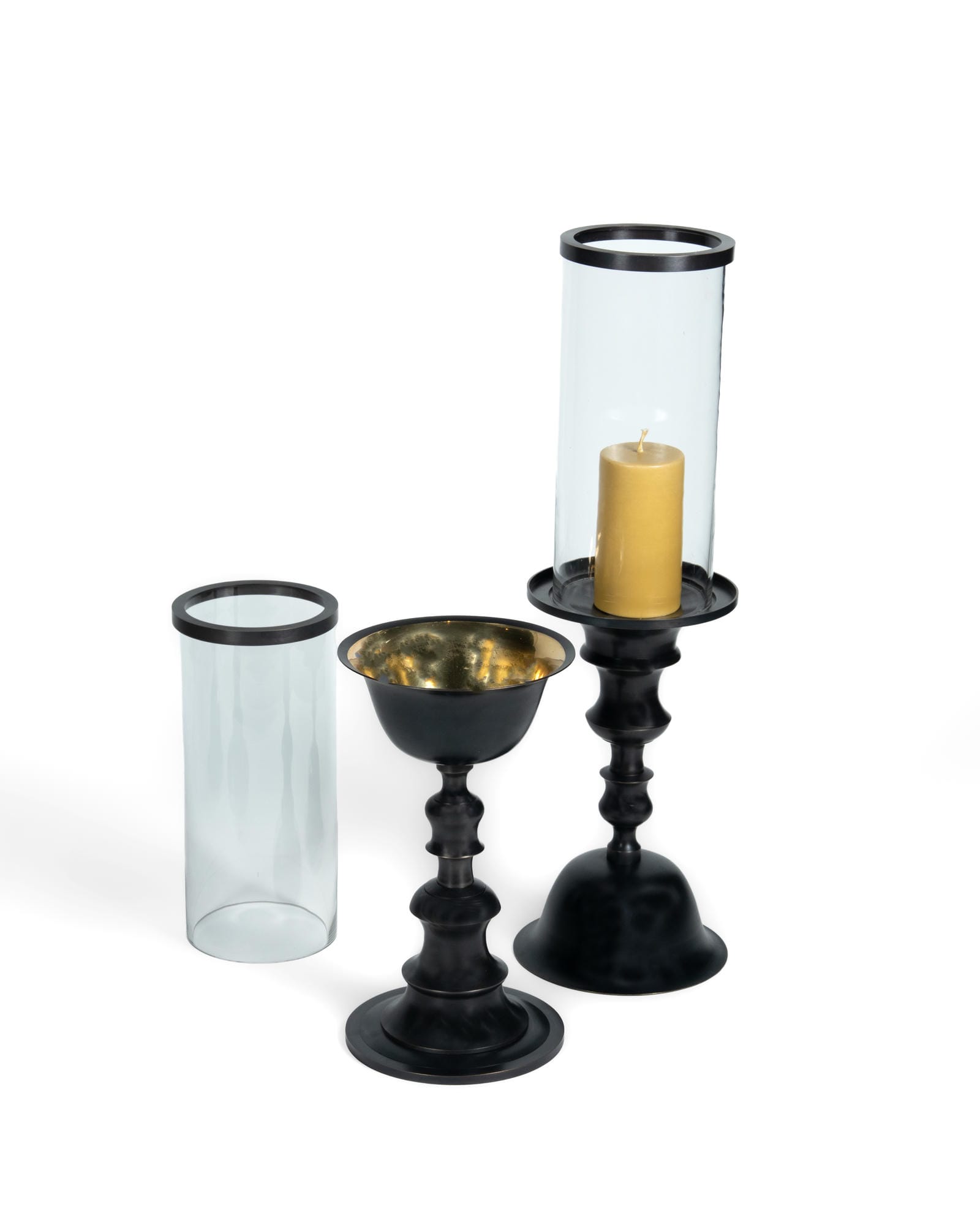 Nepal Bronze Candleholder Pair
