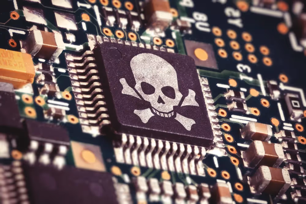 a computer chip with a skull on it