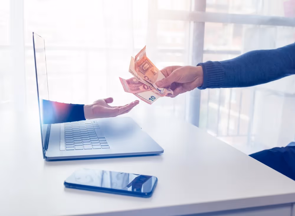 a man handing a woman a piece of paper