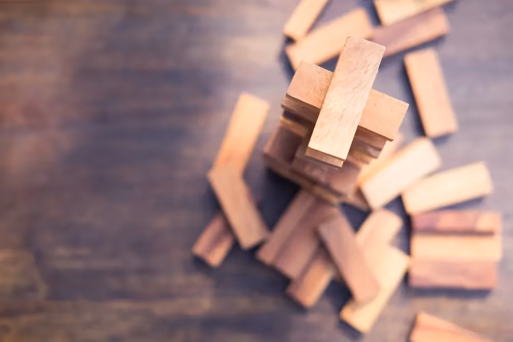 a pile of wood blocks
