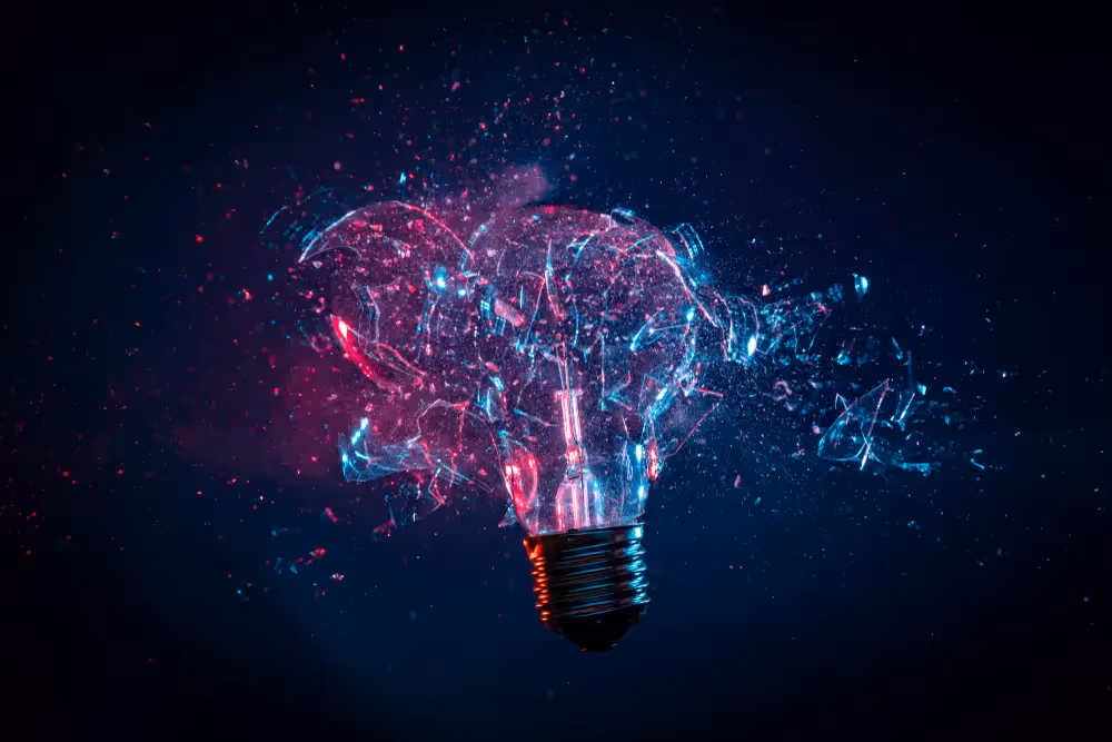 a light bulb with a lot of smoke coming out of it