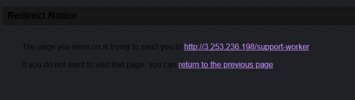 Alt-Text: The redirect page once the link has been clicked.